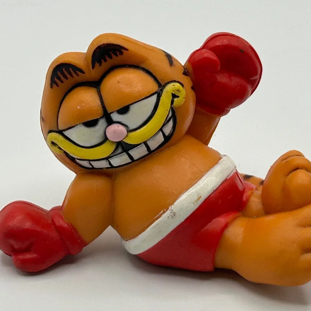 Vintage Garfield PVC Figures Set Boxer and Weightlifter 1978 1981 United Feature